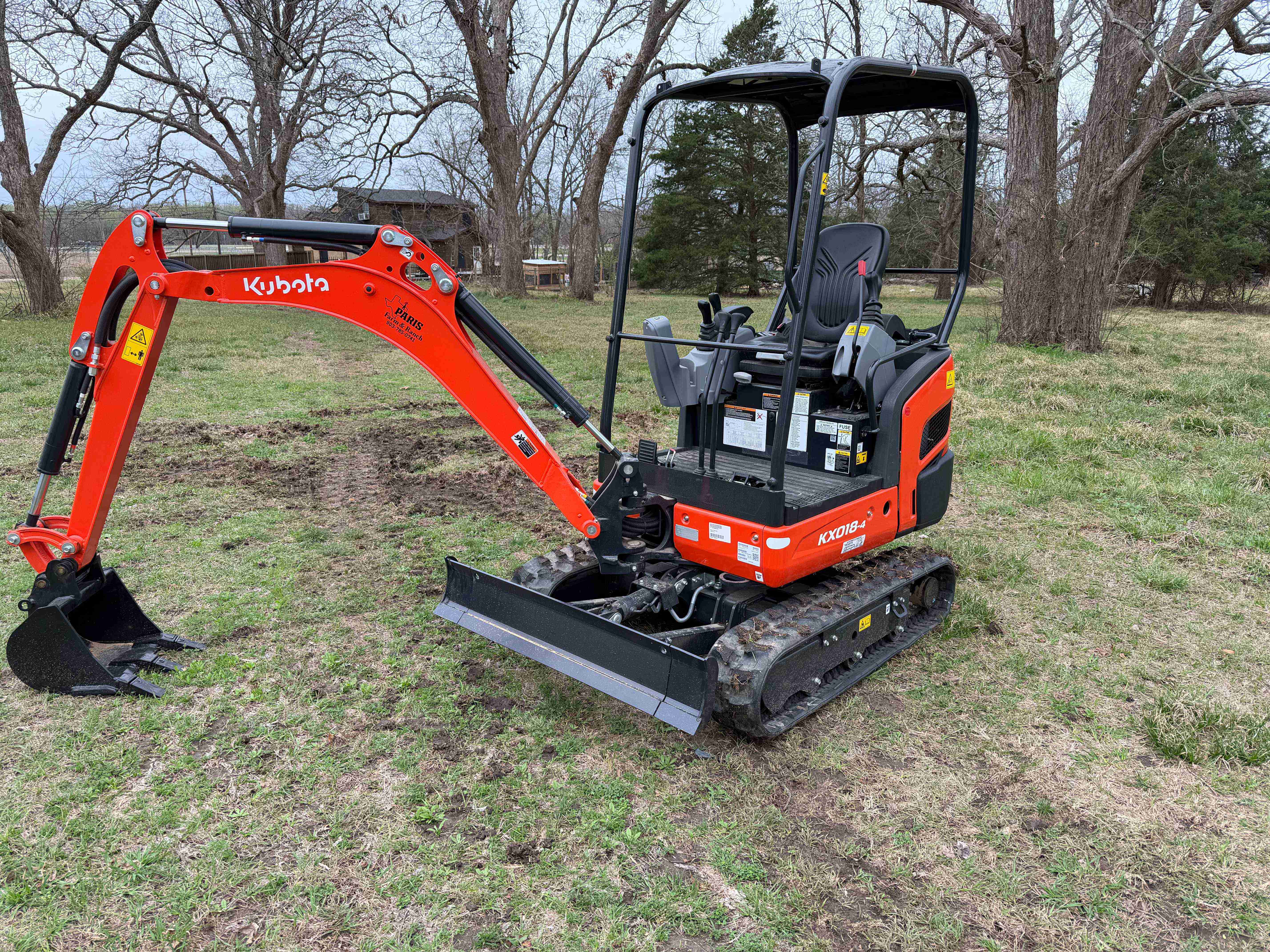 Red Kubota 1.8 ton mini excavator for rent in Greenville, Texas